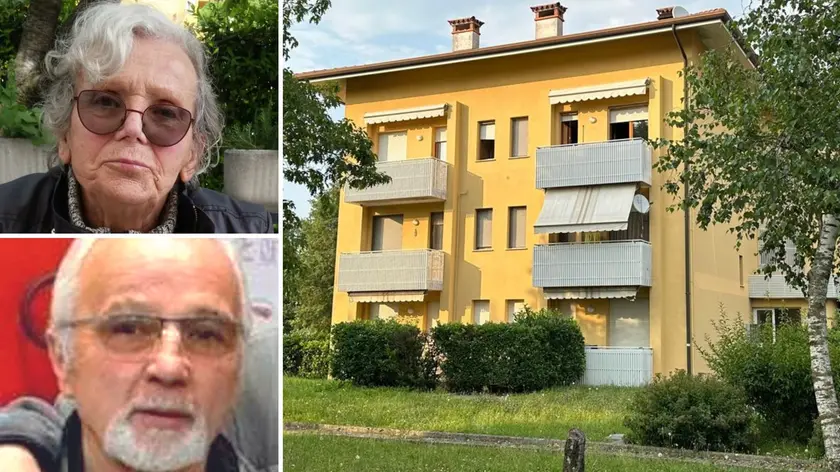 A sinistra Tatjana Bencan, 83 anni, e Ivan Cozianin, 77 anni. A destra lo stabile residenziale in via Bariglaria a Udine dove la coppia viveva (foto Petrussi)