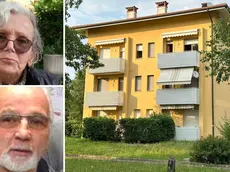 A sinistra Tatjana Bencan, 83 anni, e Ivan Cozianin, 77 anni. A destra lo stabile residenziale in via Bariglaria a Udine dove la coppia viveva (foto Petrussi)