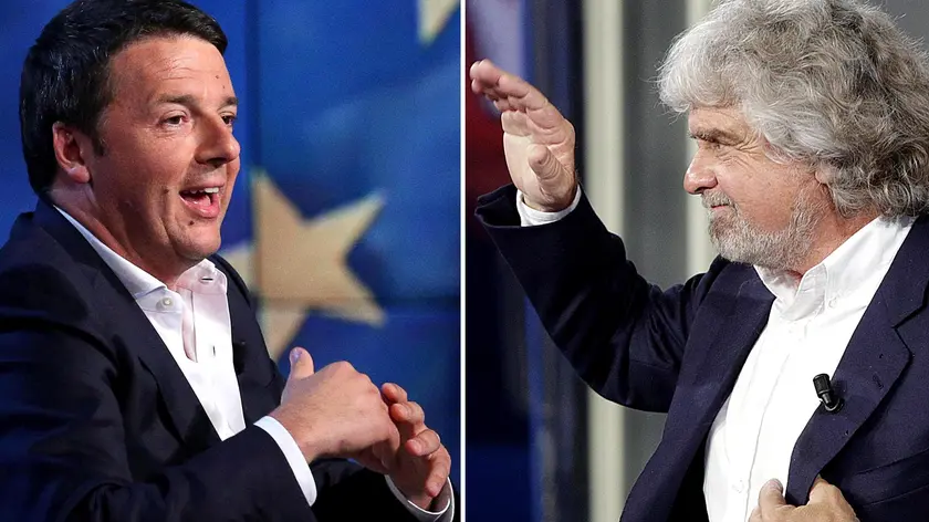 Combo del premier Matteo Renzi e il leader M5S Beppe Grillo ANSA
