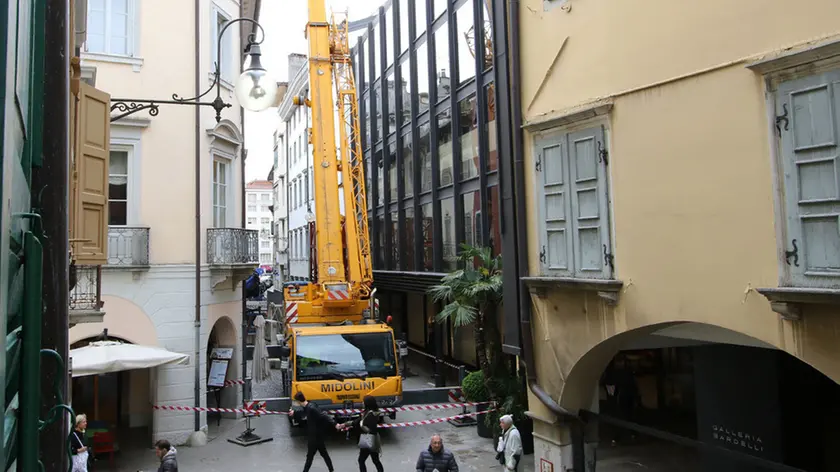 Udine 26 Aprile 2016 Gru nei pressi della galleria Bardelli Copyright Petrussi Foto Press / Bressanutti