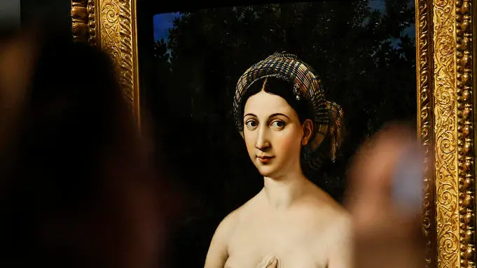 The painting 'Ritratto di donna nei panni di Venere' by Italian painter Raffaello is on display as part of the exhibition 'Raffaello 1520 - 1483' at the Scuderie del Quirinale in Rome, Italy, 04 March 2020. The exhibition will run from 05 March to 02 June. ANSA/ FABIO FRUSTACI