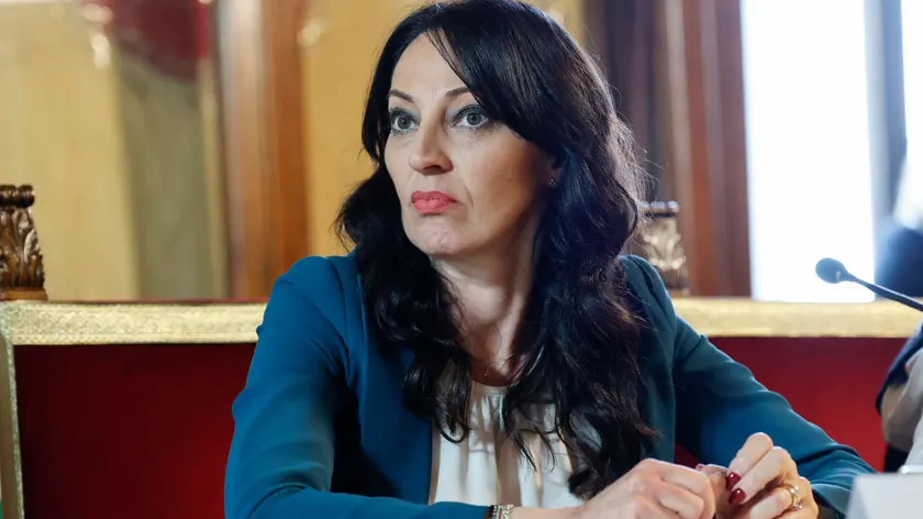 Svetlana Celli, Presidente dell'Assemblea Capitolina, durante la firma del protocollo d'intesa 'No women No panel - Senza donne non se ne parla', per garantire la parità di genere nei dibattiti e nei panel, Roma, 09 aprile 2024. ANSA / FABIO FRUSTACI