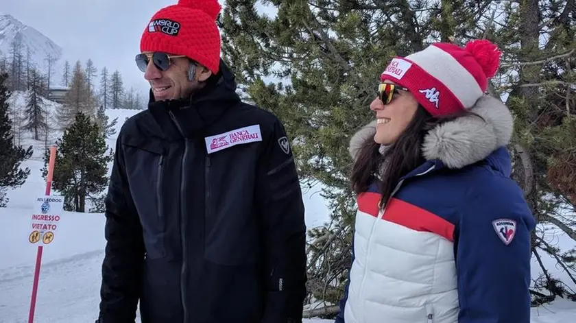 Davide Oldani a Sestriere con Federica Brignone, campionessa di sci e prima italiana a vincere la Coppa del mondo generale nel 2020