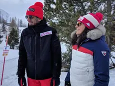 Davide Oldani a Sestriere con Federica Brignone, campionessa di sci e prima italiana a vincere la Coppa del mondo generale nel 2020