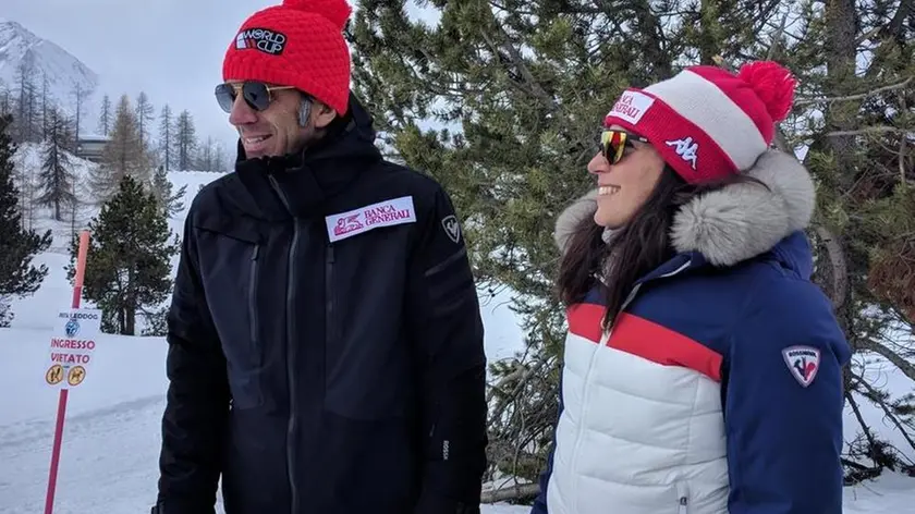 Davide Oldani a Sestriere con Federica Brignone, campionessa di sci e prima italiana a vincere la Coppa del mondo generale nel 2020
