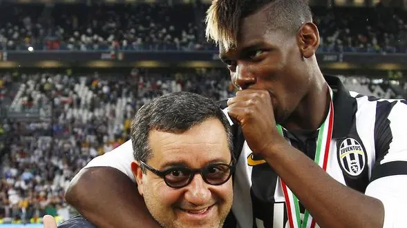 Foto LaPresse - Spada 23 05 2015 Torino (Italia) Sport Calcio Juventus - Napoli Campionato di Calcio Serie A TIM 2014 2015 - Stadio " Juventus Stadium " Nella foto: pogba raiola Photo LaPresse - Spada 23 05 2015 (Italy) Sport Soccer Juventus - Napoli Italian Football Championship League A TIM 2014 2015 - " Juventus Stadium " In the pic: pogba raiola