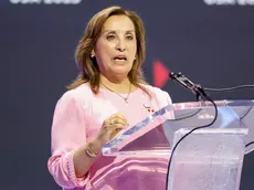 epa10979944 President of Peru Dina Boluarte speaks during an event at the APEC CEO Summit during the annual Asia-Pacific Economic Cooperation conference at the Moscone West Convention Center in San Francisco, California, USA, 16 November 2023. EPA/JOHN G. MABANGLO