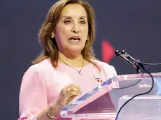 epa10979944 President of Peru Dina Boluarte speaks during an event at the APEC CEO Summit during the annual Asia-Pacific Economic Cooperation conference at the Moscone West Convention Center in San Francisco, California, USA, 16 November 2023. EPA/JOHN G. MABANGLO