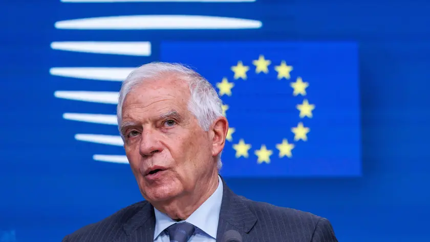 epa11373751 High Representative of the European Union for Foreign Affairs and Security Policy Josep Borrell speaks to the press during the 8th Brussels Conference on 'Supporting the Future of Syria and the region' in Brussels, Belgium, 27 May 2024. The ministerial section of the Conference aims to mobilise vital financial support in order to address the most pressing needs of Syrians and their host communities, and to renew the international community's support for a political solution in line with UN Security Council Resolution 2254. EPA/OLIVIER MATTHYS