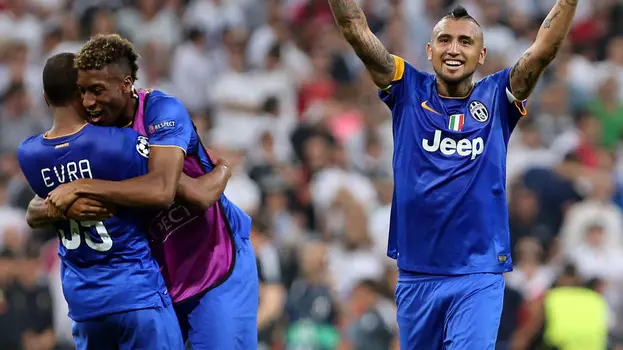 c - 13.05.15, Madrid, Stadio Santiago Bernabeu, Semifinale Champions League, REAL MADRID-JUVENTUS, nella foto: Arturo Vidal esulta a fine partita