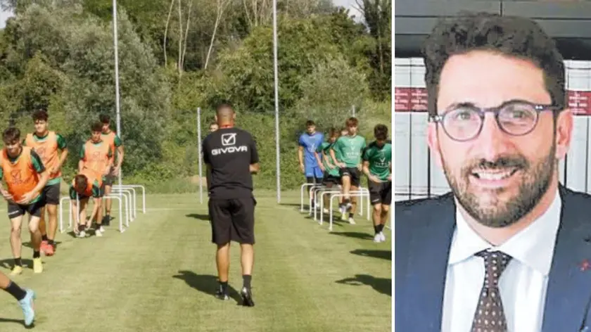 Il Pordenone si allena al centro sportivo De Marchi; a destra Alessandro Calcagno, avvocato rappresentante dei dipendenti sportivi del club neroverde
