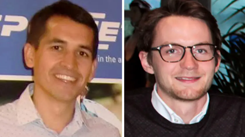 COMBO Vittime incidente elicottero in Canada A SINISTRA Heiner junior Oberrauch, detto Heinzl, 29 anni, figlio di Georg, fondatore dei negozi di articoli sportivi Sportler, a DESTRA Andreas junior Widmann, 35 anni, imprenditore dell'abbigliamento sportivo, figlio di Heinrich Widmann, fondatore della Texmarket