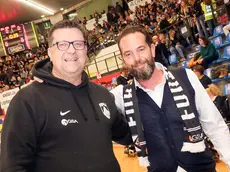 Miccalich e Pedone ai tempi felici dell'Apu: ora i due sono rivali in Serie A2 con Cividale e Udine