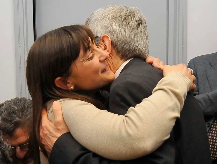 Udine 22 Aprile 2013. Elezioni regionali Friuli Venezia Giulia. Debora Serracchiani festeggia la vittortia nella sede del Pd. Telefoto Ag. Petrussi