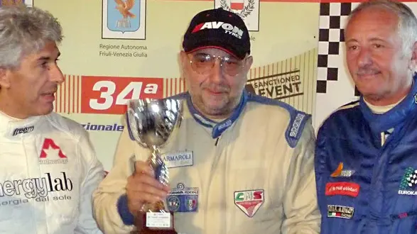 Prepotto 9 Ottobre 2011. Auto. Gara in salita Cividale Castelmonte. Premiazione Gara auto moderne. Al centro il vincitore Cinelli. Telefoto Copyright Foto PFP