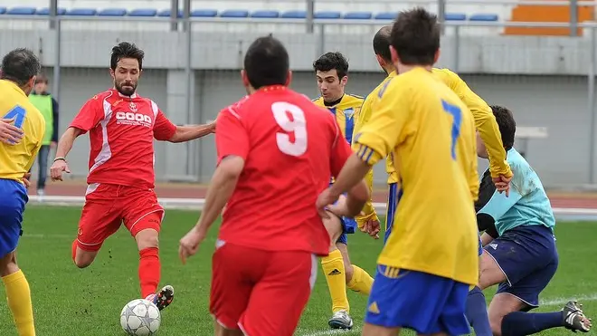 Lignano, 17 marzo 2013. Calcio - Dilettanti. Lignano vs Triestina. Nella foto il goal dello 0-1. Copyright Foto Petrussi / Ferraro Simone