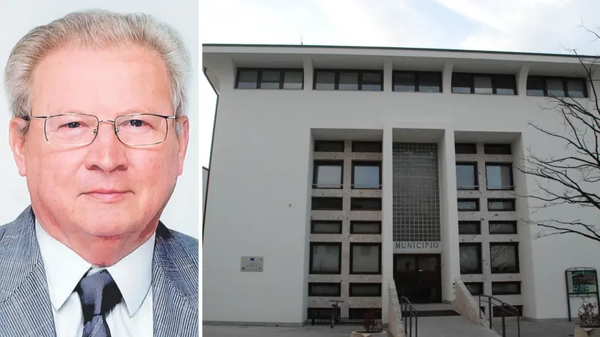 Francesco Dal Zotto, aveva 80 anni. A destra la sede municipale di Osoppo, dove fu ricoprì il ruolo di sindaco dal 1990 al 1995