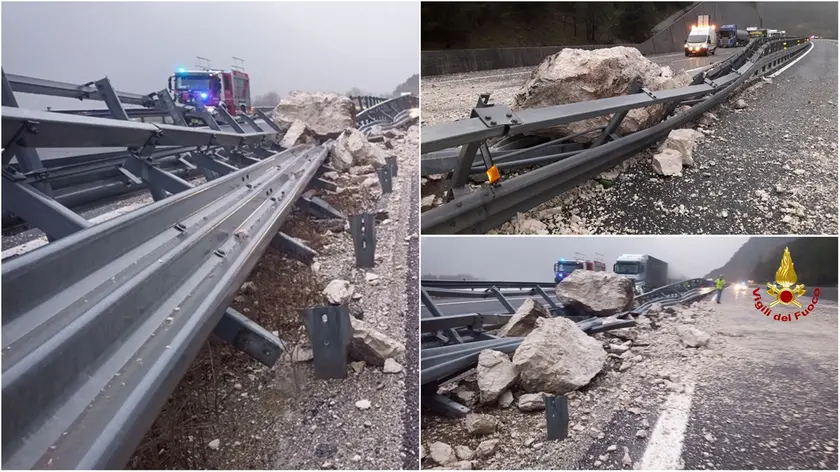 La frana è avvenuta all’altezza del chilometro 64