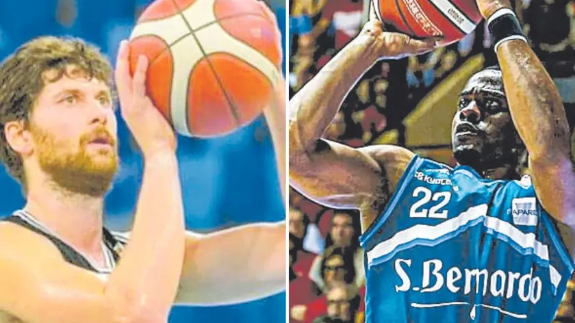 Da sinistra Matteo Imbrò (ha appena vinto la serie A2 a Trapani) e Anthony Hickey, play di Cantù