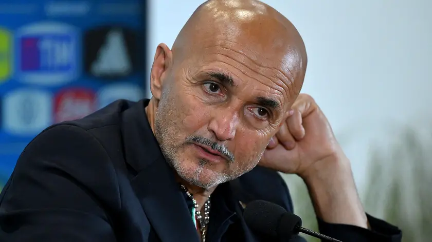 Luciano Spalletti in conferenza stampa allo Stadio Olimpico di Roma prima di Italia Belgio. ANSA/ETTORE FERRARI