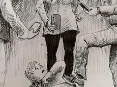 Un disegno di Emilio Vitelli per simbolizzare una situazione di bullismo. ANSA / EMILIO VITELLI
