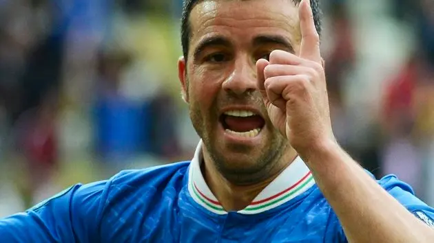 10 Jun 2012, Gdansk, Poland --- epa03258433 Antonio Di Natale of Italy celebrates after he scored the 1-0 lead following an assist by Pirlo during the Group C preliminary round match of the UEFA EURO 2012 between Spain and Italy in Gdansk, Poland, 10 June 2012. EPA/BARTLOMIEJ ZBOROWSKI UEFA Terms and Conditions apply http://www.epa.eu/downloads/UEFA-EURO2012-TCS.pdf --- Image by © BARTLOMIEJ ZBOROWSKI/epa/Corbis