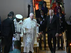 Pope Francis during the welcome ceremony on the occasion of Pope Francis' arrival at Port Moresby International Airport, Papua New Guinea, Sept. 6, 2024. ANSA/ALESSANDRO DI MEO