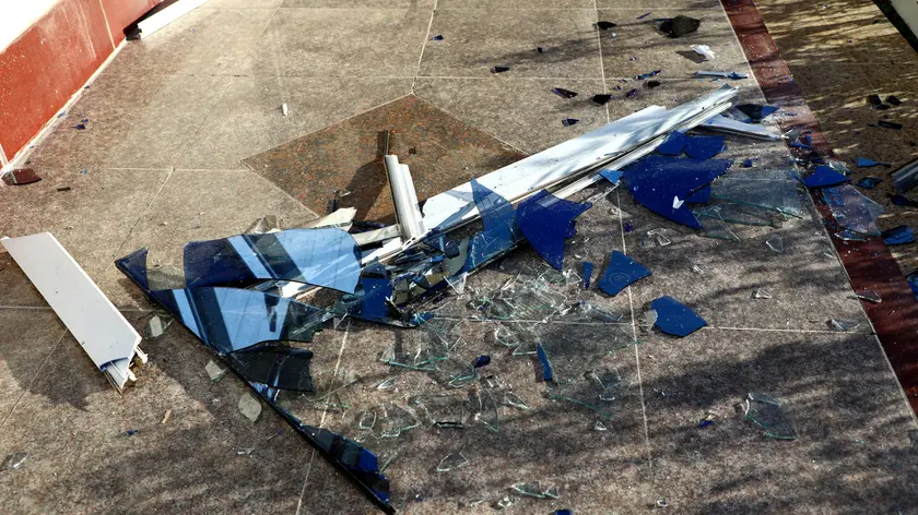 epa11081797 Shards of glass are pictured at a damaged home following an overnight missile attack targeting the city of Erbil, northern Iraq, 16 January 2024. The Kurdistan Region Security Council (KRSC) stated that at least four civilians were killed and six others injured after the Iranian Revolutionary Guard (IRGC) carried out a ballistic missile attack on the city of Erbil late on 15 January. EPA/GAILAN HAJI