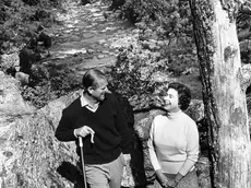 epa10173408 (FILE) - Prince Philip, Duke of Edinburgh, and his wife Queen Elizabeth II in the garden of Balmoral Castle in Scotland, Britain, 30 October 1972, shortly before their 25th wedding anniversary. Britain's Queen Elizabeth II died at her Scottish estate on 08 September 2022. The 96-year-old Queen was the longest-reigning monarch in British history. EPA/STR EDITORIAL USE ONLY/NO SALES/NO ARCHIVES