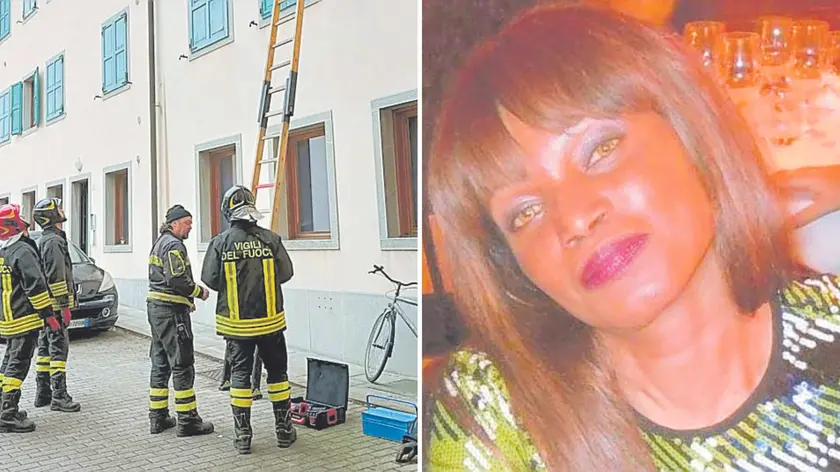 I vigili del fuoco in via Aquileia a Udine e, a destra, Cisse N’deye Balaba: aveva 56 anni