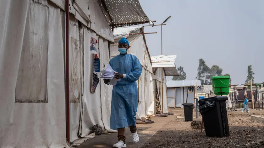 epa11551533 Medical staff work at the Munigi Health Centre in Munigi, Democratic Republic of Congo on August 16, 2024. The European Centre for Disease Prevention and Control (ECDC) warned that Europe is likely to see more imported cases due to the virus’s spread in several African nations after the World Health Organization declared the spread of mpox in Africa as a global health emergency. Mpox belongs to the same family of viruses as smallpox but causes milder symptoms like fever, chills and body aches. EPA/MOISE KASEREKA