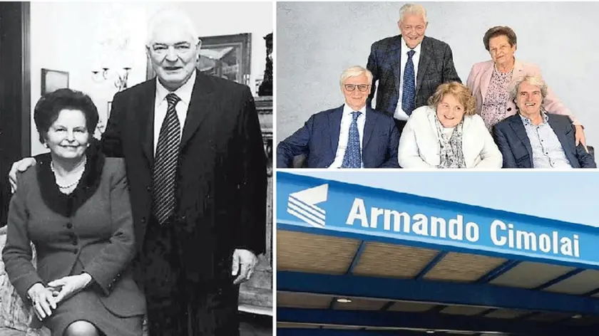 Armando Cimolai e sua moglie Albina Poles. A destra una foto di famiglia