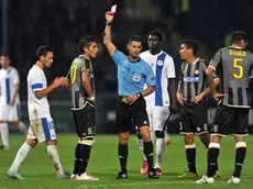 Liberec 29 Agosto 2013. Preliminare Europa League. Ritorno secondo turno. Slovan Liberec-Udinese. Cartellino rosso a Pereyra. Foto Petrussi