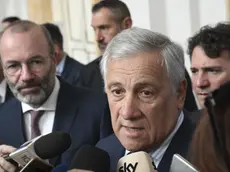 il ministro degli Esteri, Antonio Tajani con Manfred Weber, Presidente del Gruppo PPE nel Parlamento Europeo partecipa ai lavori dell'assemblea dei parlamentari europei del Ppe in corso a Napoli. 25 settembre 2024 ANSA CIRO FUSCO