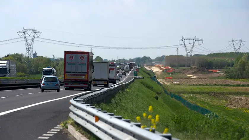 06 aprile 2017 Autovie Venete, A4 lavori per la 3° corsia, nuovo ponte sul Tagliamento e cantieri vari. Copyright Foto Petrussi / Ferraro Simone