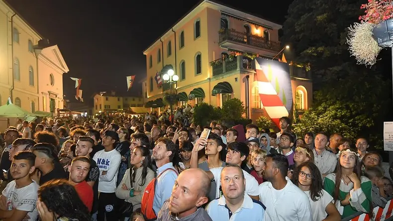 Cividale 20 Agosto 2017. Palio di San Donato 2017. Fuochi artificiali dal Ponte del Diavolo vietato ai pedoni per motivi di sicurezza. © Foto Petrussi