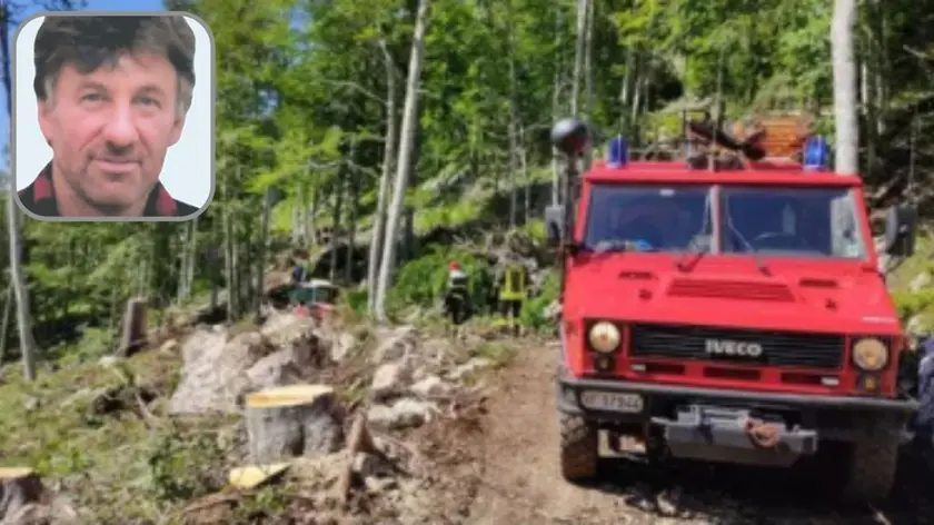 Il luogo del tragico incidente e, nel riquadro, Vittorio Dorigo