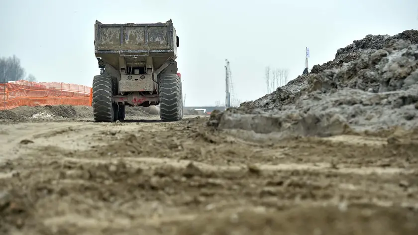 25 gennaio 2018 Autovie Venete. Cantiere del terzo lotto. Visita degli studenti dell'Universita di Ts per una lezione sul campo. Copyright Foto Petrussi / Ferraro Simone