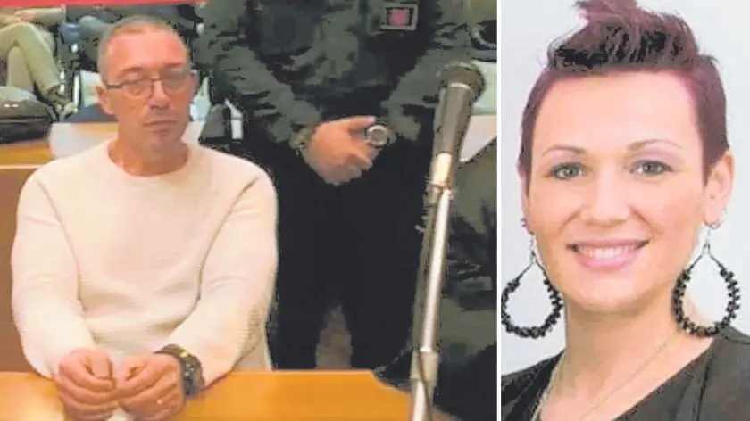 L’imputato, Paolo Castellani, tra gli avvocati Alice e Paolo Bevilacqua; a destra la vittima: Elisabetta Molaro