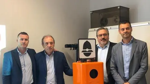 Da sinistra, il sindaco Ivan Boemo, l’imprenditore Mauro Budai, Paolo Goglio e Daniele Puntel (NoiSicuri)