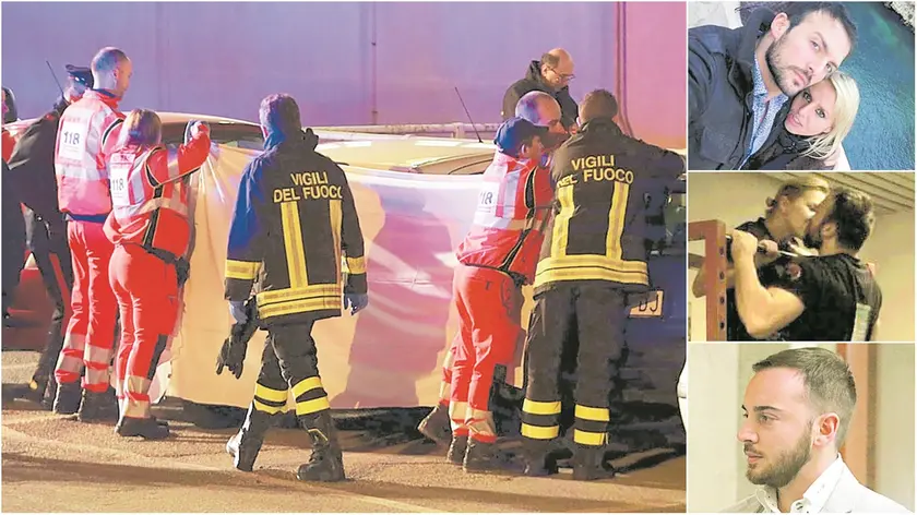 I soccorsi fuori dal palasport di Pordenone il 7 marzo 2015, due immagini di Teresa e Trifone e, sotto, Giosuè Ruotolo, condannato all’ergastolo