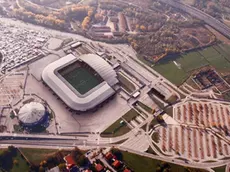 Udine 18 aprile 2013 calcio campionato Serie A 2012-2013. Il neo Presidente Nazionale del CONI, Giovanni Malago', partecipa alla conferenza stampa di presentazione del progetto di riammodernamento dello stadio Friuli. Copyright Foto Petrussi / Ferraro Simone