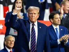 epa11484502 Republican presidential nominee Donald Trump arrives for the third day of the Republican National Convention (RNC) in the Fiserv Forum in Milwaukee, Wisconsin, USA, 17 July 2024. The convention comes just a few days after a 20-year-old Pennsylvania man attempted to assassinate former president and current Republic presidential nominee Donald Trump. The RNC is being held 15 to 18 July 2024 and is where delegates from the Republican Party select their nominees for president and vice president in the 2024 US presidential election. EPA/JIM LO SCALZO EPA-EFE/JIM LO SCALZO