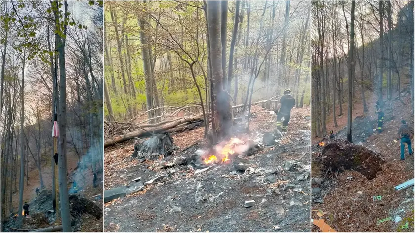 Il punto in cui l’ultraleggero è precipitato prendendo fuoco