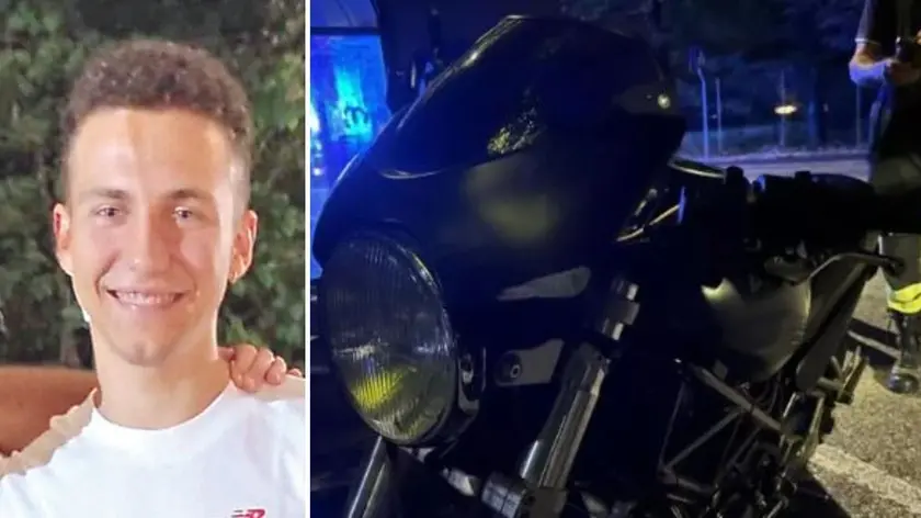 Matteo Dalla Pozza e la moto che stava guidando quando si è verificato l'incidente