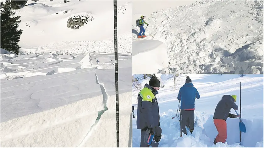 La misurazione dell’altezza; un distacco naturale della slavina; la creazione di un blocco di neve sul quale effettuare le prove di solidità