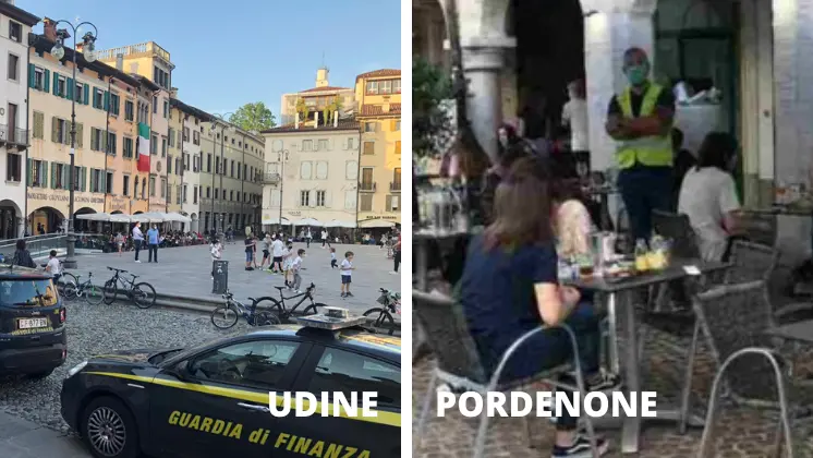 I controlli anti assembramento a Udine e Pordenone