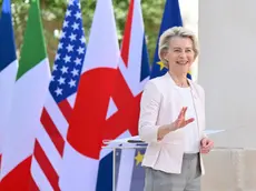 European Commission President Ursula von der Leyen during the welcome ceremony during the G7 Borgo Egnazia Summit in Borgo Egnazia (Brindisi), southern Italy, 13 June 2024. The G7 Borgo Egnazia Summit will be held from 13 to 15 June 2024. ANSA/ETTORE FERRARI
