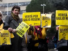 Supporters demonstrate outside the Palace of Justice before the start of the first hearing in the trial for the murder of Italian student Giulio Regeni in 2016, in Rome, Italy, 20 February 2024. ANSA/ANGELO CARCONI