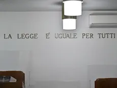 L'aula del Tribunale per l'udienza preliminare a porte chiuse per l'omicidio di Alice Scagni. Genova, 04 aprile 2023 ANSA/LUCA ZENNARO